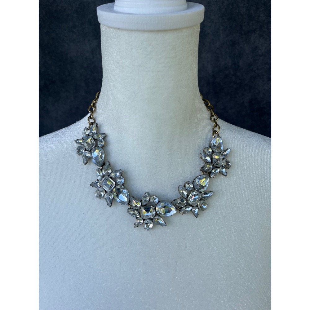 Sugarfix by BaubleBar Clear Crystal Floral Statement Necklace Glam Chunky Gala